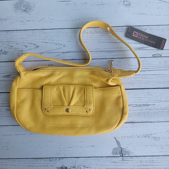 Stone Mountain Accessories Handbags - Stone Mountain Leather Bag Purse Galveston Midi Mustard Yellow Daffodil‎  NWT